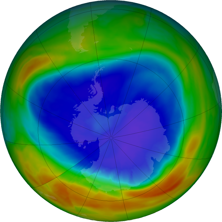 Antarctic ozone map for 10 September 2025